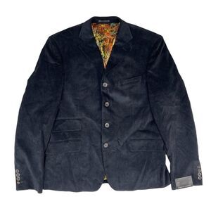 Haight & Ashbury Holland Blazer Sport Coat Corduroy Navy Pyschedelic Men's 42R
